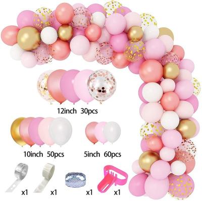 China Luxury Vintage Balloon Chain Set Wedding Party Birthday Arch Latex Balloons Rose Gold Balloon Set Pink for sale