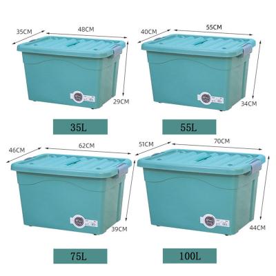 China 35L Sustainable Plastic Storage Box With Lid Storage Container Canister With Lid for sale