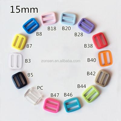 China 15MM Plastic KAM Small Plastic Tri-Glide Buckle for Small Pacifier Holder Clip Belt Buckle 14 colors in stock for sale