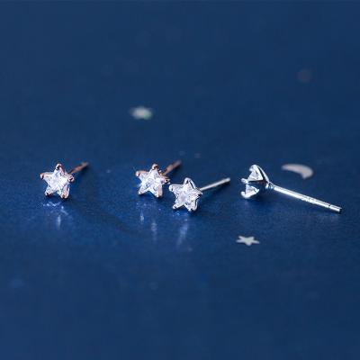 China 925 Sterling Silver Small Cubic Zirconia TRENDY Star Stud Earrings For Women Men Cute Earings Jewelry for sale