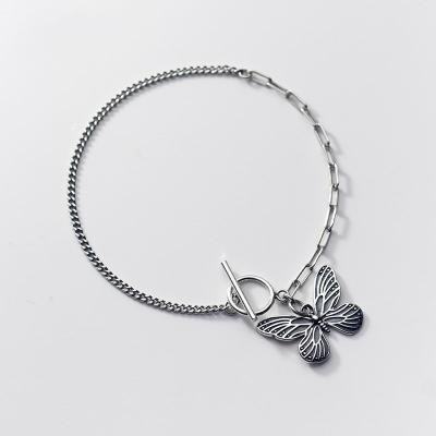 China TRENDY 925 Sterling Thai Silver Charm Butterfly Shape Statement Hand Chain Bracelets Fine Jewelry For Women for sale