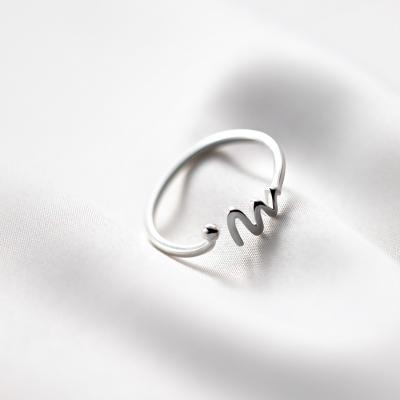 China TRENDY 925 Sterling Silver Minimalist Geometric Wave Shape Adjustable Open Finger Rings For Women Girls for sale