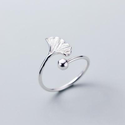 China FASHIONABLE 925 Sterling Silver Ginkgo Leaf Shape Adjustable Finger Open Knuckle Rings Jewelry For Women for sale