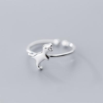 China TRENDY 925 Sterling Silver Cute Small Dinosaur Shape Resizable Open Knuckle Rings Jewelry For Women for sale