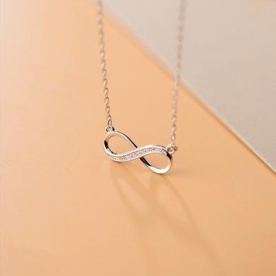 China 925 Sterling Silver TRENDY Cubic Zirconia Infinity Pendant Necklaces Jewelry Gifts For Women Ladies for sale