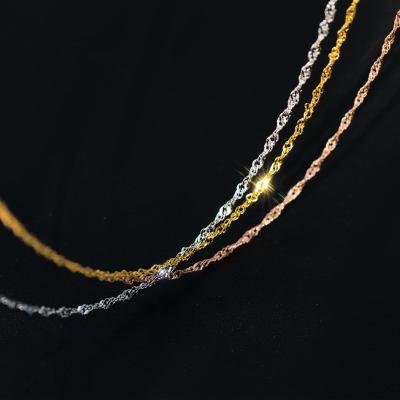 China TRENDY Gold/Rose Gold Color Plated Silver Water-wave Chains 925 Sterling Silver Necklaces For Women Jewelry Making Accessories for sale