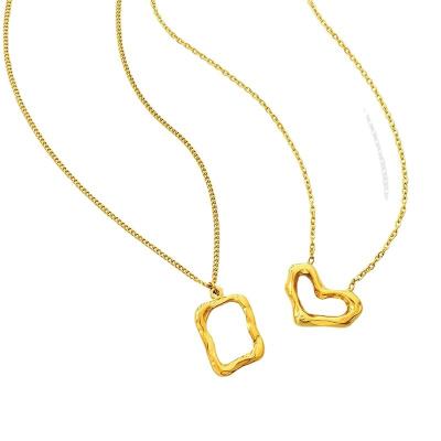 China Wholesale TRENDY Titanium Steel Jewelry 18k Gold Plated Square Love Heart Shape Stainless Steel Pendant Necklace For Women for sale