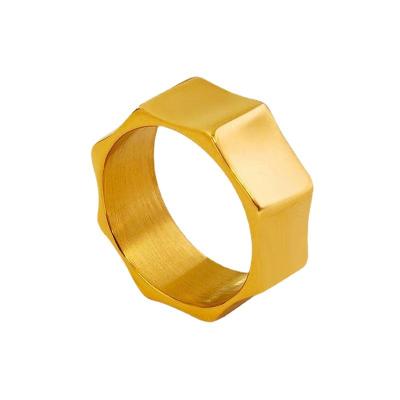 China Fashionable Wholesale Stainless Steel Ring 18k Gold Plated Geometric Shape Party Rings For Women for sale