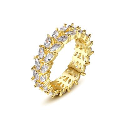 China Luxury Trendy 18K Gold Zircon Leaf Shape Color Plated Knuckle Rings For Women for sale