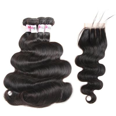 China Body Wave 22 inch 7A 8A Grade 100% Body Wave Malaysian Virgin Remy Hair With Low Swiss Lace Silk Closure for sale