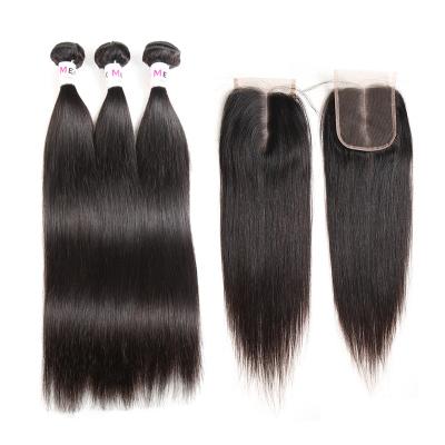 China Silky Straight Grade 8A 9A Remy Virgin Peruvian Human Hair Straight Wave Weaving 3Pcs 4Pcs Lot With 4X4 Lace Silk Low Closure for sale