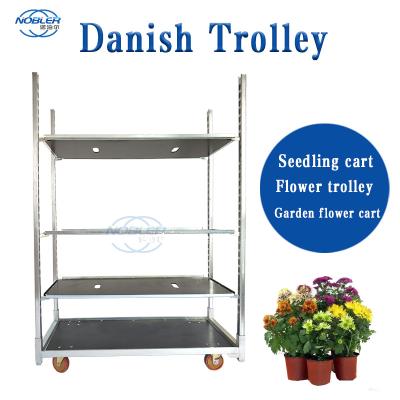 China Metal Dutch Flower Cart For Flower Base Supermarket Logistics Turnover Trolley for sale