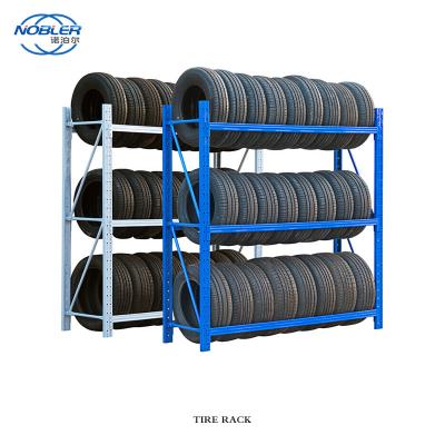 China Customized Powder Coating Steel Pallet Tyre Rack Storage Stacking Truck Tire Rack Te koop