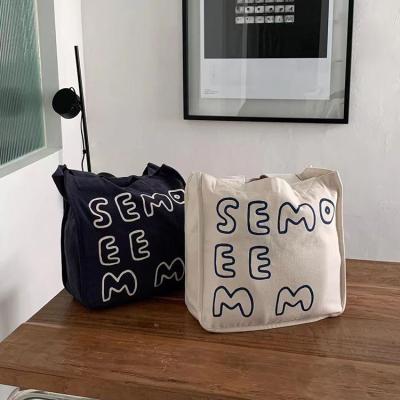 China High Quality Promotion OEM Luxury Korean Style Letter Printing One Shoulder Canvas Single Shoulder Tote Bag Unisex for sale