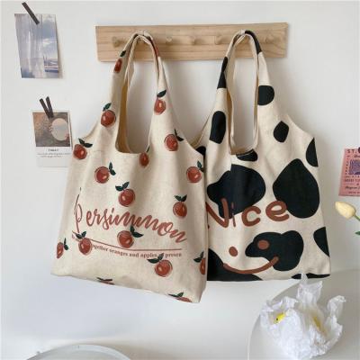 China Beautiful High Quality Style Canvas Tote Bag Printing Portable Cotton One-shoulder Designs Tote Bags For Women With Canvas Shopping Bags for sale