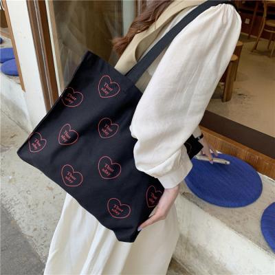 China Simple High Quality Ins University Style Wild Thursday Portable Student Shopping Large Capacity Tote Bag One Shoulder Eco Friendly Canvas Bag for sale