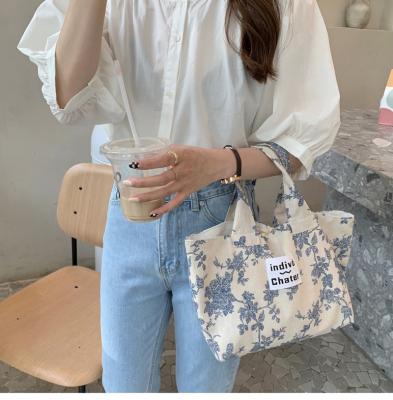 China High Quality Korean Version Of The New Floral Printing Tote Bag All-match Canvas Student Lunch Bag Retro Chinese Style for sale