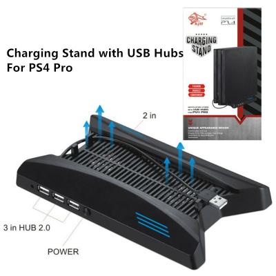 China Vertical Stand Charging Station Stand with Cooling Fan and 3pcs USB Hub for PS4 Pro for sale