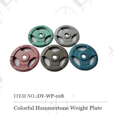 China Perfect for Colored Weight Lifting 3-Grips Hammertone Cast Weight Plate for sale