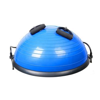 China Exercise Fitness 58cm Anti Slip Balance Ball Half Trainer Yoga Exercise Ball With Resistance Bands Bonus Foot Pump For Yoga Fitness for sale