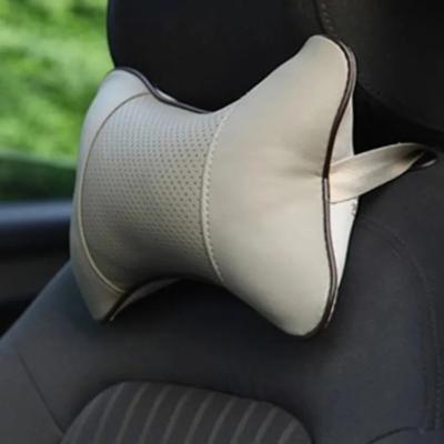 China Protect Soft Leather Car Neck Cushion Protector Soft Leather Automobile Pillow PU Headrest Neck Car Interior Accessories for sale