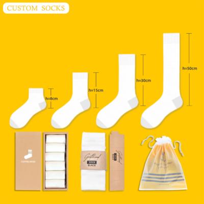 China QUICK DRY QUICK DRY OEM Customized Happy Logo Pattern Bamboo Compression Cotton Crew Long Sock Pack White Embroidered Mens Womens Kids Socks Custom for sale