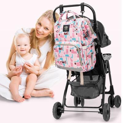 China With USB With Mummy Bag Custom USB Large Capacity Double Shoulder Mother And Baby Printing Multifunctional Portable Diaper Bag Milk Backpack Bag for sale