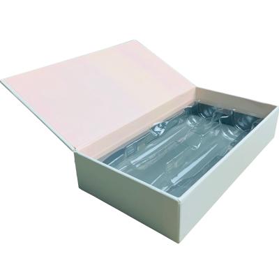 China Biodegradable White Cardboard Packaging Box Makeup Perfume Bottle Set Gift Box With Clear Blister Insert for sale