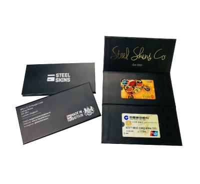 China Biodegradable Luxury Custom Black Paper Packaging Gift Credit Card Box Membership Card Box For Two Cards for sale