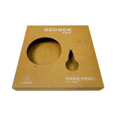 China Biodegradable Custom Natural Brown Kraft Paper Box Children Tableware Gift Box With Putting Out for sale