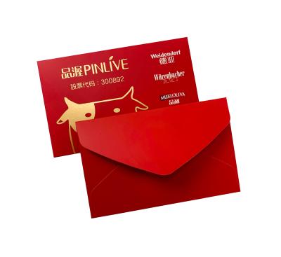 China Durable Custom Mini Gift Card Envelope Holder Invitation Envelope With Gold Foil Stamping Logo for sale