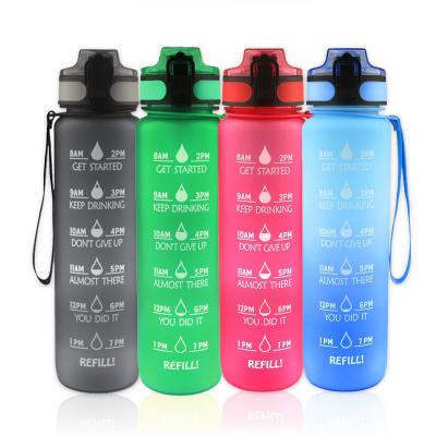 China 1000ml 32oz Hot Stocked Sports Water Bottle BPAfree Amazon Hot Outdoor Travel Increasing With Weather Mark for sale