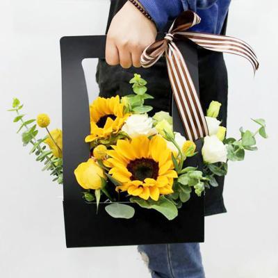 China New Recyclable Portable Paper Flower Packaging Paper Flower Basket Handmade Paper Flower Bag for sale