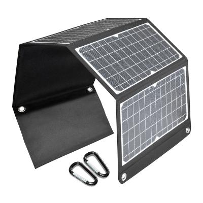 China Fast Charging Mobile Phone ETFE Solar Panels 30W Folding Mono Folding Solar Charger For Camping Hiking for sale