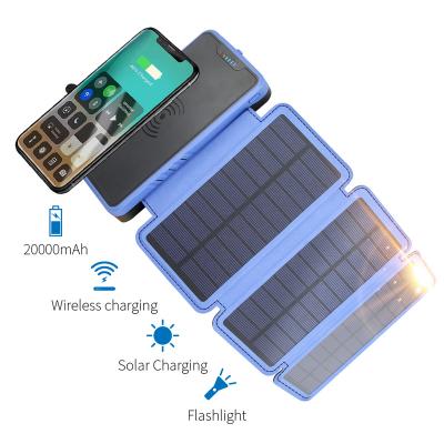 China Foldable 20000mAh Power Bank Radio Charging 2 USB LED Battery Charger Portable Outdoor Powerbank Travel for sale