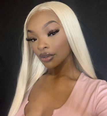 China Silky Straight 613 Blonde Color Remy Hair Brazilian Straight Lace Front Wig Bone Straight 613 Frontal Wigs for sale