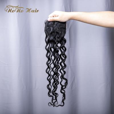 China Top Quality Unprocessed Italian Buckle 10A Grade 10A Raw Water Wave Indian Remy Indian Lace Closure for sale