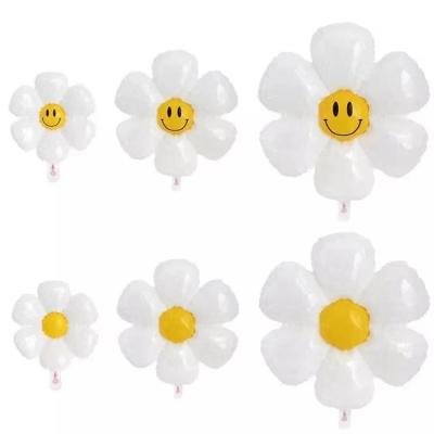 China Valentine Toy Party Sea Packing Kind Flower Balloon Educational Funny Air Color Tassel Party Toy White Daisy Balloon Foil for sale