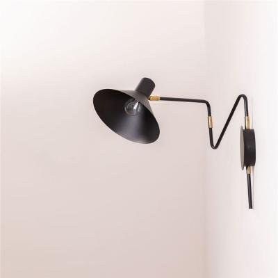 China Beautiful Iron Shade E27 Adjustable Postmodern Black Hotel Indoor Decorative Bedside Wall Lamp for sale