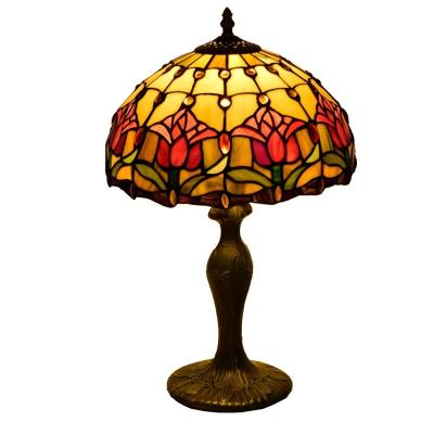 China Mid Century Vintage Light Multicolor Glass Stained Desk Lamp For Office Indoor Reading Decoration for sale