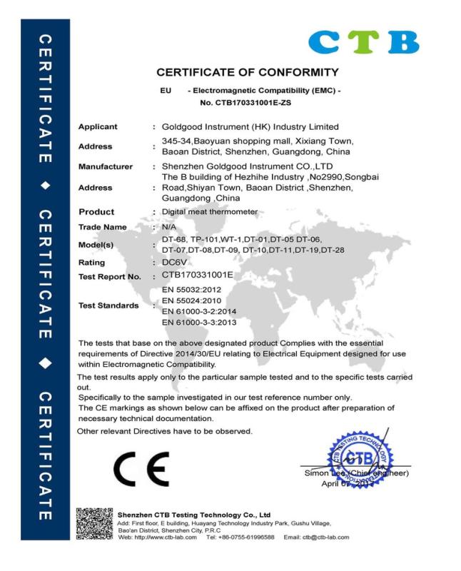 CE - Shenzhen Goldgood Instrument Limited