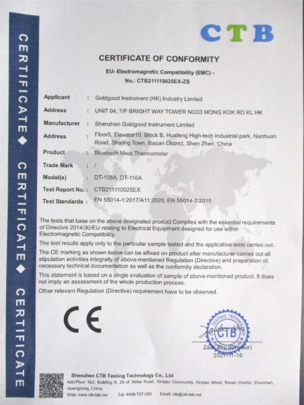 CE - Shenzhen Goldgood Instrument Limited