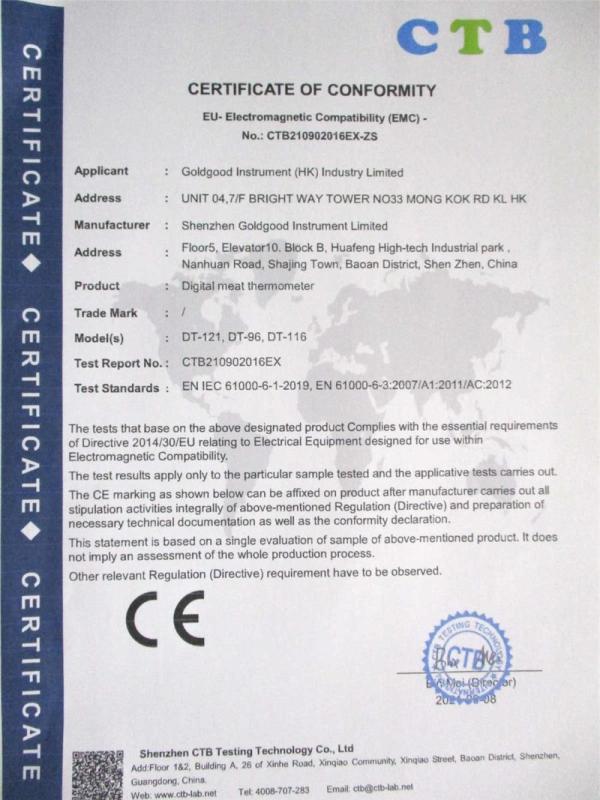 CE - Shenzhen Goldgood Instrument Limited