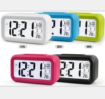 China ABS Christmas Gift Big LCD Backlight Mini Alarm Clock With Temperature Calenar for sale