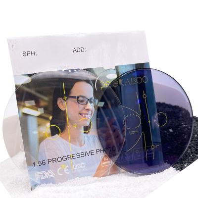 China Lens 1.56 Progressive Photochromic HMC Optical Lens Manufacturers Spectacle Progressive Photochromic Nits Optics Lens for sale