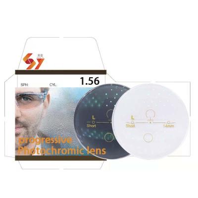 China Lens 1.56 Progressive HMC Vision Photogrey Lens Manufacturers CR39 Spectacle Lenses Single Progressive Photochromic Optics Optical Progressive Lens for sale