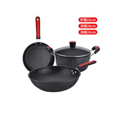 China Cheapest real kitchen cookware stocked set chose wrought iron stick kitchenware set non in full gourmet kitchen cookware set for sale