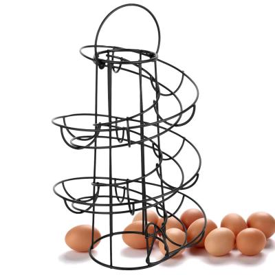 China Minimalist Amazon Hot Sale Design Metal Egg Rack Dispenser Dispenser Shelf Storage Modern Spiral Egg Storage Rack for sale