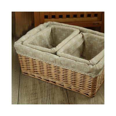 China Art Decor Storage Handwoven Wicker Wicker Basket With Interlocking Storage Basket Storage Boxes Rattan Striped Floor Simple Type for sale