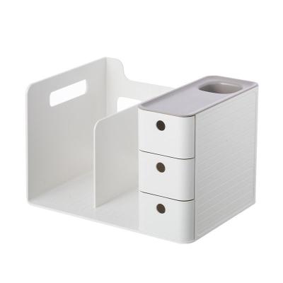 China White Household Minimalist Plastic Desktop Makeup Storage Box Storage Desk Organizers With Drawers for sale